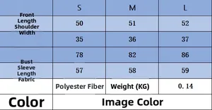 Detailed size chart for the women's round neck knit top showing S M L dimensions