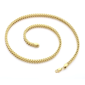Polished gold-plated stainless steel wheat chain necklace with lobster clasp for unisex