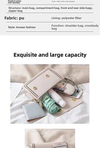 Détails de l'intérieur d'un sac bandoulière beige en PU avec divers compartiments
