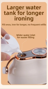Detail of filling the handheld steam iron water tank with a measuring cup on orange background