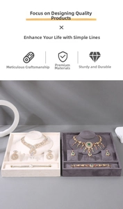 Detailed view of ornate velvet jewelry trays with gold and silver gemstone jewelry sets