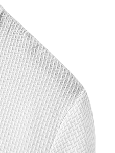 Macro shot of white waffle knit fabric texture showing high breathability and material detail