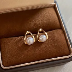 Waterdrop Artificial Pearl Stud Earrings For Women With Silver Earring Post Vintage Gold Plated Elegant Jewelry Gift