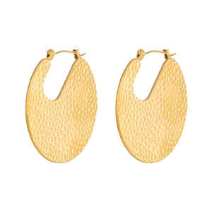 Minimalist 18K gold plated stainless steel hoop earrings with unique hammered texture surface