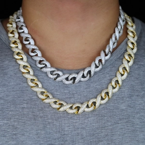 15mm iced out Cuban link chain with zircon in gold and silver hip hop jewelry style