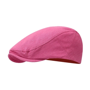 Minimalist rose red cotton newsboy cap with classic six-panel design and flat brim