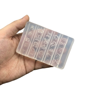 Transparent silicone nail art relief mold with cute bear, cat and bow patterns