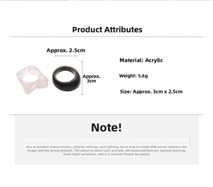 Detailed dimensions of acrylic geometric rings including square and round ring sizes