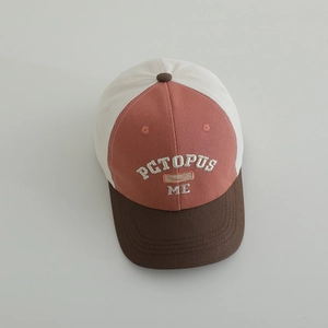 Kid baseball cap with ME embroidery and three-color patchwork design in casual style