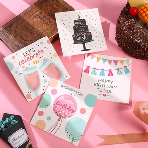 Birthday Greeting Cards With Envelopes Cardboard Cartoon Cake Balloon Designs Blessing Messages Celebration