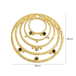 Bohemian style 14K gold stainless steel 35mm textured hoop earrings with inlaid gemstones