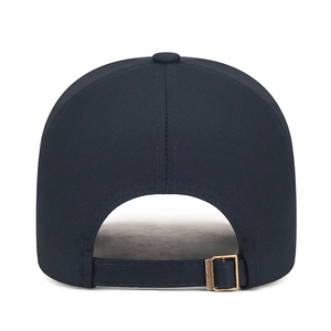 Navy blue cotton twill baseball cap for men featuring a vintage metal buckle closure