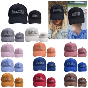 Mama Mini Corduroy Baseball Cap Embroidered Letter Matching Family Outdoor Casual Adjustable Sun Hat