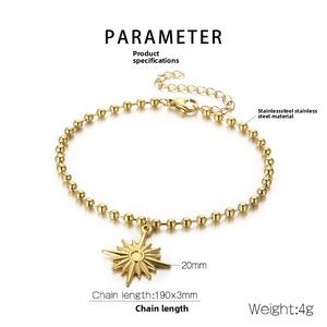 Spécifications de taille du bracelet avec pendentif étoile en acier plaqué or 18 carats