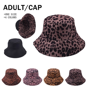 Reversible Bucket Hat Cotton Leopard Print Sun Protection Foldable Beach Outdoor Fishermans Cap For Women