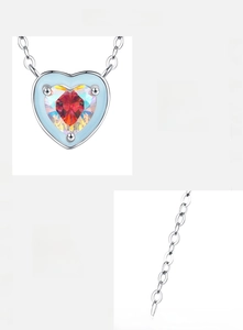Details der s925 Silber Herz Kette mit 5A Zirkon und blauer Emaille-Einlage