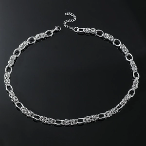 Men's hip hop multi-link silver stainless steel chain necklace with lobster clasp