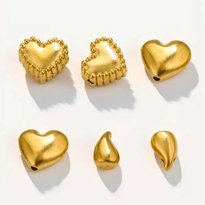 Goldenes Edelstahl-Set mit Herz- und Tropfenperlen für DIY-Schmuckherstellung Zubehör