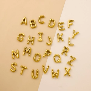 Golden puffy 3D alphabet charms A-Z set made of polished stainless steel for DIY jewelry
