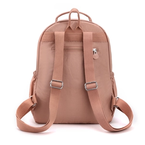 Minimalist large capacity nylon backpack in dusty rose with adjustable straps