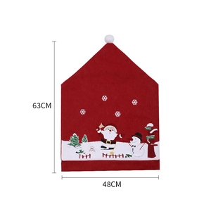 Festive Christmas chair covers with Santa Claus and Snowman prints, 63x48cm red holiday decor