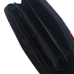 Vintage bat ghost long zipper wallet with multiple card slots and large capacity
