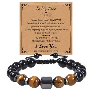 Tiger eye and magnetic bead bracelet on a 'To My Love' message card gift set