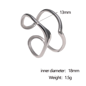 Gedetailleerde maattabel voor minimalistische gegolfde ring met 18mm binnendiameter