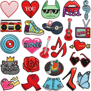 Embroidered Patches Polyester Decorative Iron On Sew On For Clothing Accessories Retro Music Fashion Designs DIY