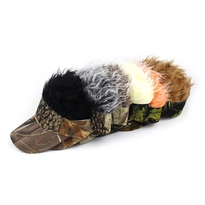 Camouflage sun visor hat with multi-colored wig extensions for outdoor sports and hip-hop