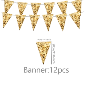 Goldene Stroh-Struktur Wimpelkette für Kinder-Picknick-Party Dekorationen