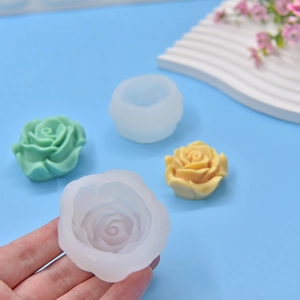 3D realistic rose flower silicone mold for handmade scented candles and soap making