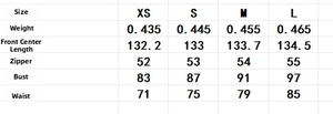Detailed size chart for elegant halter jacquard dress showing XS to L measurements