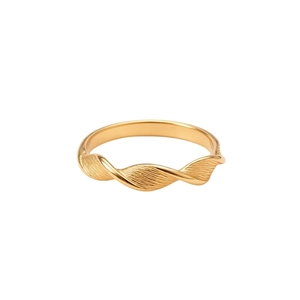 Vintage gold plated twisted flower ring with textured brushed metal finish for women