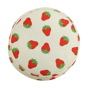 Cream bucket hat with strawberry print, wide brim sun protection hat for women
