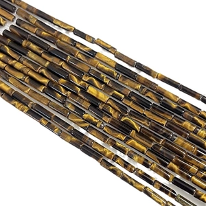 Natural yellow tiger eye stone cylindrical tube beads for DIY bracelet jewelry making