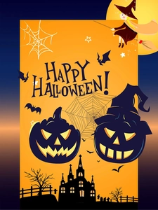 Close-up of Halloween ghost earrings featuring cute glitter acrylic pumpkin and witch patterns