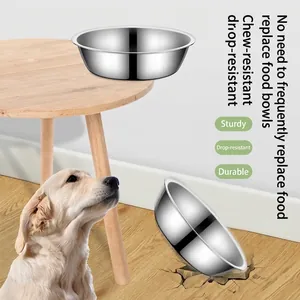 Durable round stainless steel pet bowl for dogs and cats with anti-fall design