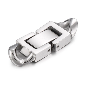 Polished silver stainless steel Cuban link jewelry clasp with rectangular connector