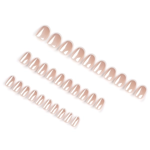 Set of 30 classic French press-on nails with white tips and high-gloss nude finish
