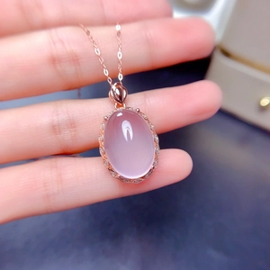 Pink hibiscus stone necklace with rose gold diamond frame on elegant chain