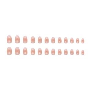Lot de 24 faux ongles œil de chat rose nude de forme ovale avec une finition brillante