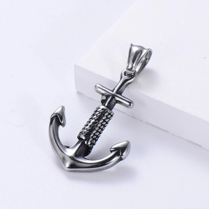 Vintage Anchor Pendant Necklace 304 Stainless Steel Nautical Pirate Style Punk Jewelry For Men Women