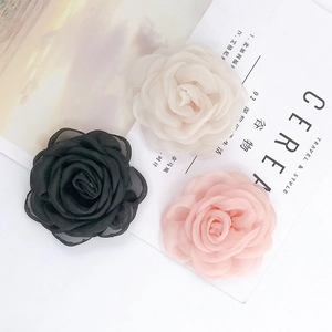Handmade chiffon rose flowers in black, pink and cream for DIY hair and shoe accessories