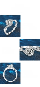 Macro detail of 925 silver moissanite ring showing 4-prong setting and pavé side stones