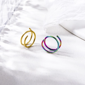 8mm double-layered stainless steel spiral nose ring in gold and rainbow colors