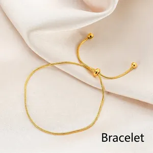 Bracciale A Catena Serpente Minimalista Per Donna Acciaio Al Titanio Placcato Oro 18K Cursore Regolabile Gioielli Di Moda