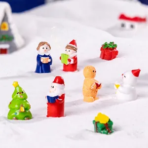 Miniature Christmas Choir Ornaments Resin Snowman Gingerbread Man Micro Landscape DIY Accessories Desktop Decoration Cartoon