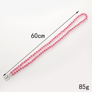 Pink pumpkin bead crossbody phone strap with metal clasps, 60cm length and 85g weight