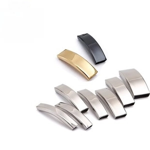 Polished stainless steel curved tube beads in silver, gold, and black colors for jewelry